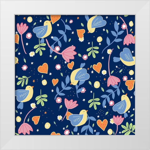 Floral White Modern Wood Framed Art Print by HUE and MI and Sangita