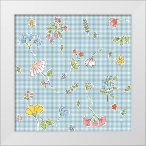 Flower Craft White Modern Wood Framed Art Print by HUE and MI and Sangita