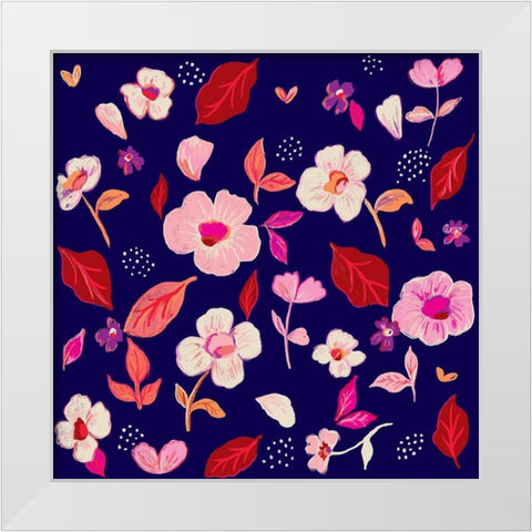 Flower Drops White Modern Wood Framed Art Print by HUE and MI and Sangita