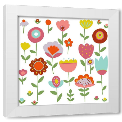 Flower Garden White Modern Wood Framed Art Print by HUE and MI and Sangita