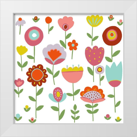 Flower Garden White Modern Wood Framed Art Print by HUE and MI and Sangita