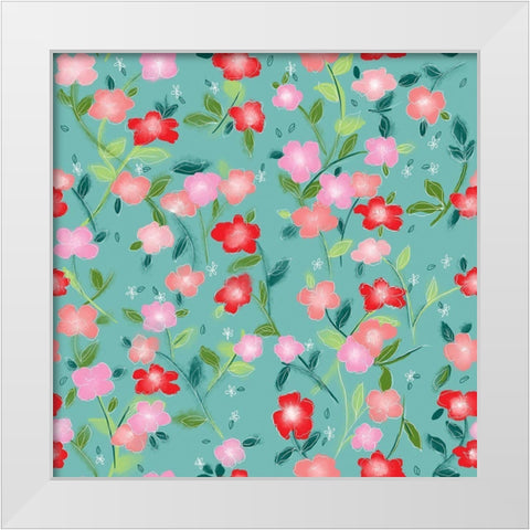 Pretty In Pink White Modern Wood Framed Art Print by HUE and MI and Sangita