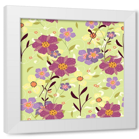 Purple Flowers White Modern Wood Framed Art Print by HUE and MI and Sangita