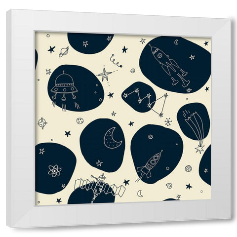 20-13 Space Mission White Modern Wood Framed Art Print by HUE and MI and Sangita