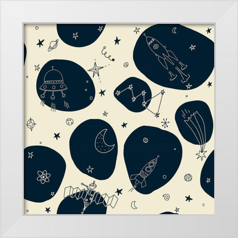 20-13 Space Mission White Modern Wood Framed Art Print by HUE and MI and Sangita