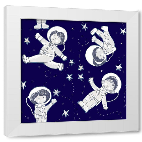 Dancing With Stars White Modern Wood Framed Art Print by HUE and MI and Sangita