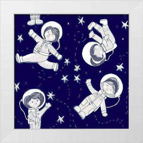 Dancing With Stars White Modern Wood Framed Art Print by HUE and MI and Sangita