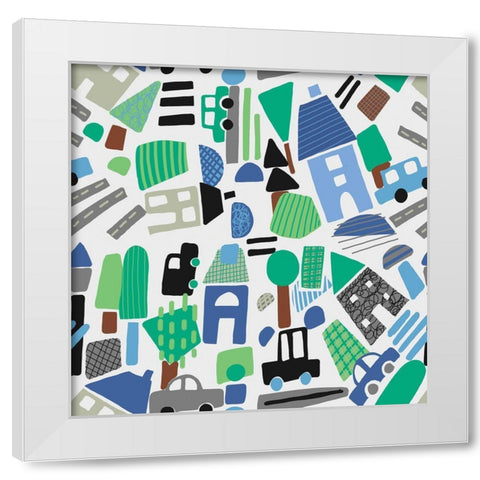 Brica Brac House A White Modern Wood Framed Art Print by HUE and MI and Sangita
