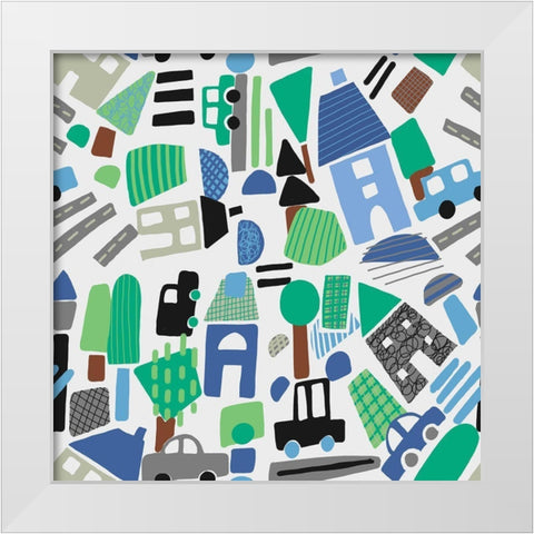 Brica Brac House A White Modern Wood Framed Art Print by HUE and MI and Sangita