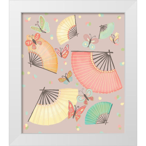 Fan White Modern Wood Framed Art Print by HUE and MI and Sangita