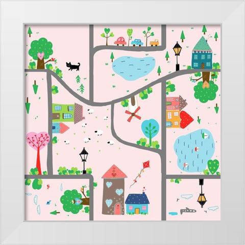 I Love Where I Live White Modern Wood Framed Art Print by HUE and MI and Sangita