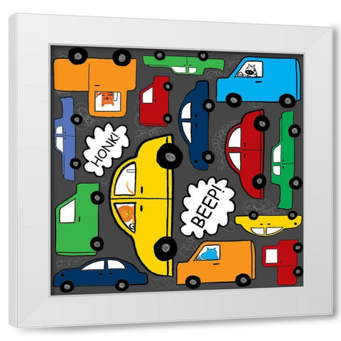 Its A Jungle Out There White Modern Wood Framed Art Print by HUE and MI and Sangita