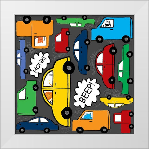 Its A Jungle Out There White Modern Wood Framed Art Print by HUE and MI and Sangita