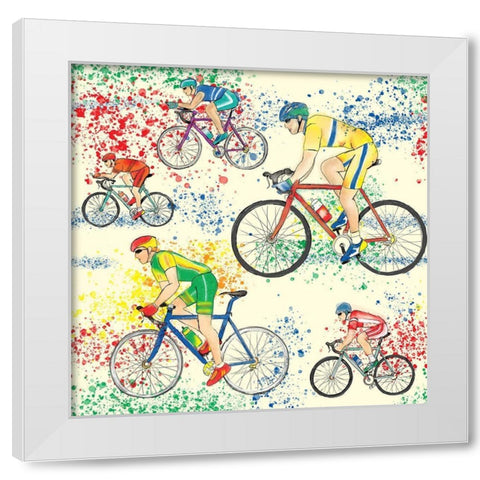Lets Spin White Modern Wood Framed Art Print by HUE and MI and Sangita