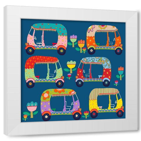 Rickshaw White Modern Wood Framed Art Print by HUE and MI and Sangita