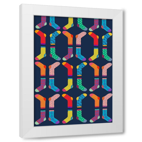 Socks White Modern Wood Framed Art Print by HUE and MI and Sangita