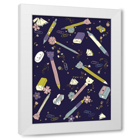 Stationary White Modern Wood Framed Art Print by HUE and MI and Sangita