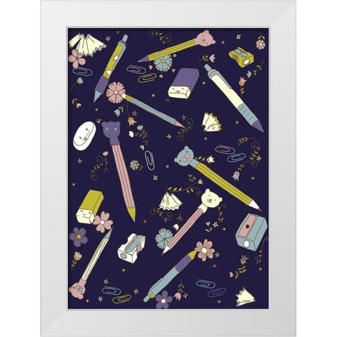 Stationary White Modern Wood Framed Art Print by HUE and MI and Sangita