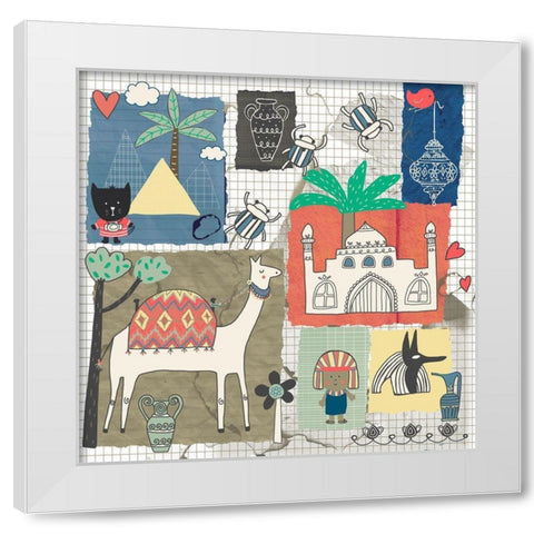 Travel To Egypt White Modern Wood Framed Art Print by HUE and MI and Sangita