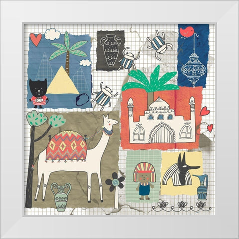 Travel To Egypt White Modern Wood Framed Art Print by HUE and MI and Sangita