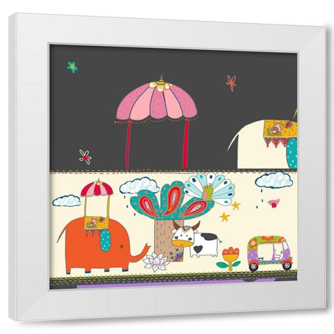 Travel To India White Modern Wood Framed Art Print by HUE and MI and Sangita
