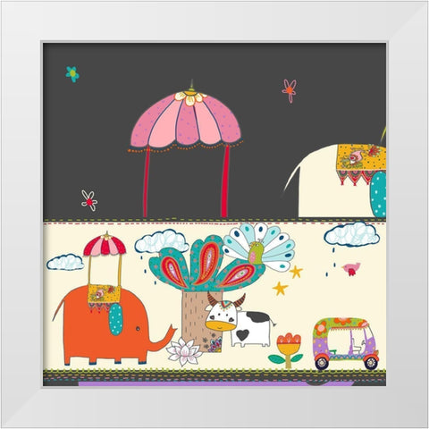 Travel To India White Modern Wood Framed Art Print by HUE and MI and Sangita