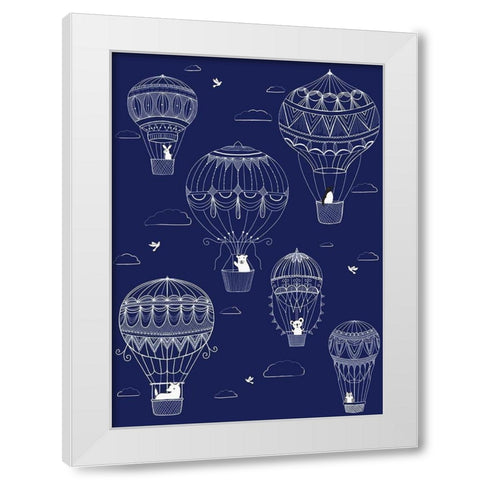Up Up And Away White Modern Wood Framed Art Print by HUE and MI and Sangita