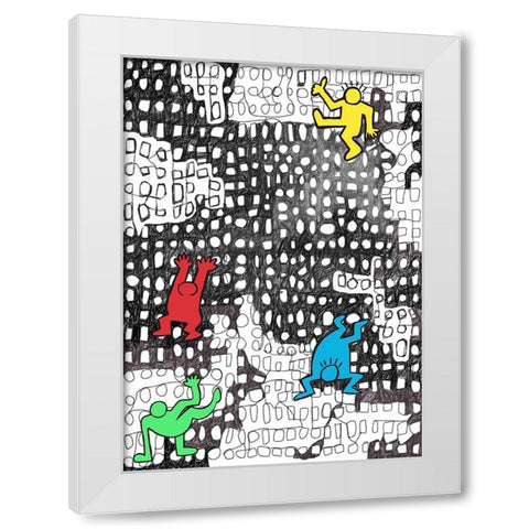 Ups And Downs In The City White Modern Wood Framed Art Print by HUE and MI and Sangita