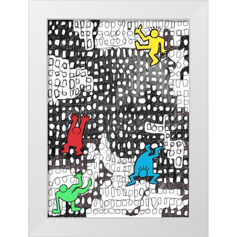 Ups And Downs In The City White Modern Wood Framed Art Print by HUE and MI and Sangita