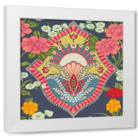 20-58 Ornate Flower White Modern Wood Framed Art Print by HUE and MI and Sangita