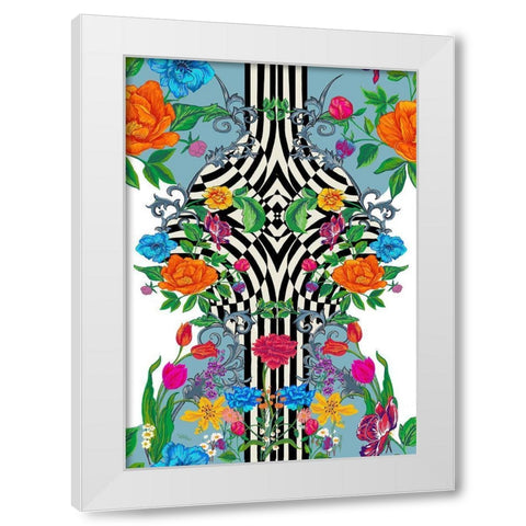 20-64 Decorative Floral White Modern Wood Framed Art Print by HUE and MI and Sangita