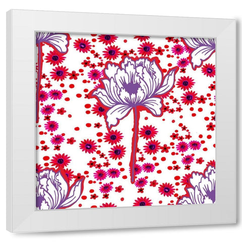 20-66 Flower Drops White Modern Wood Framed Art Print by HUE and MI and Sangita
