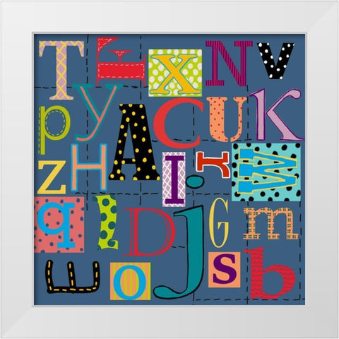 Abc White Modern Wood Framed Art Print by HUE and MI and Sangita