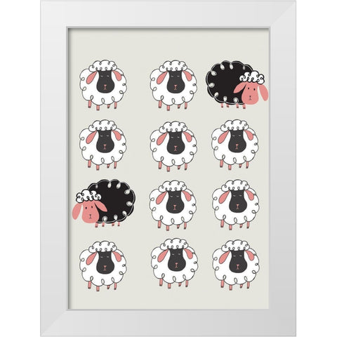 Black Sheep White Modern Wood Framed Art Print by HUE and MI and Sangita