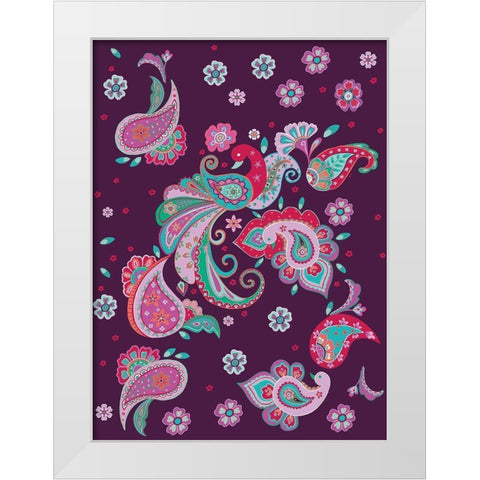 Peacock White Modern Wood Framed Art Print by HUE and MI and Sangita