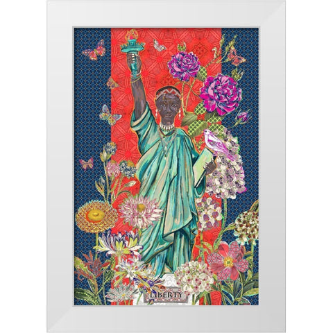 Liberty White Modern Wood Framed Art Print by HUE and MI and Sangita