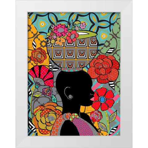 woman 2 White Modern Wood Framed Art Print by HUE and MI and Sangita