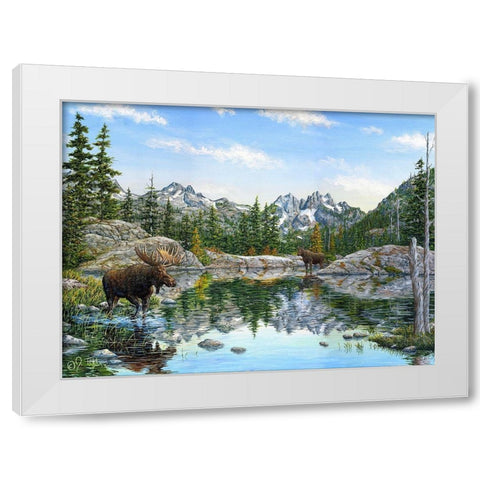 Moose Painting 2 White Modern Wood Framed Art Print by Tift, Jeff