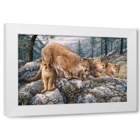 Cat Family White Modern Wood Framed Art Print by Tift, Jeff