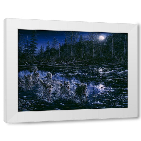 Midnight Pursuit White Modern Wood Framed Art Print by Tift, Jeff