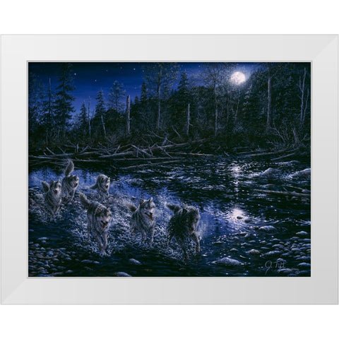 Midnight Pursuit White Modern Wood Framed Art Print by Tift, Jeff
