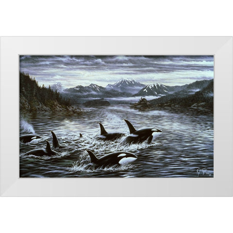 Whales White Modern Wood Framed Art Print by Tift, Jeff