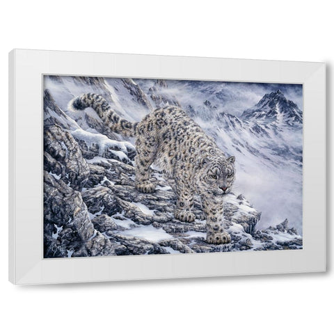 Snow Leopard White Modern Wood Framed Art Print by Tift, Jeff