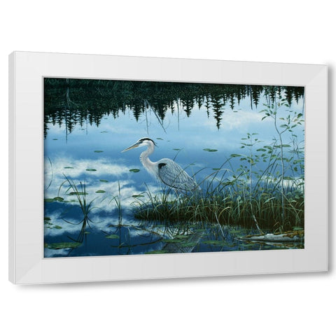 Blue Reflections White Modern Wood Framed Art Print by Tift, Jeff
