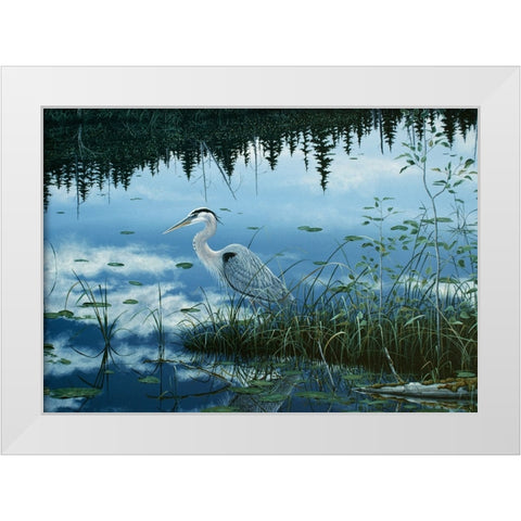 Blue Reflections White Modern Wood Framed Art Print by Tift, Jeff