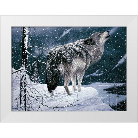 Lone Wolf White Modern Wood Framed Art Print by Tift, Jeff