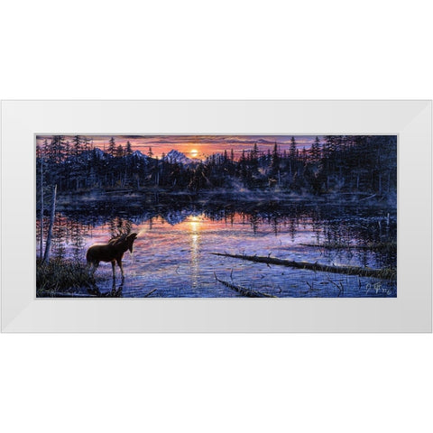 Moose Lake White Modern Wood Framed Art Print by Tift, Jeff