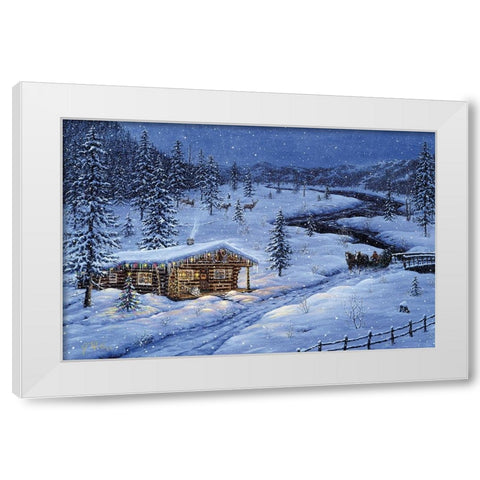 Winter Cabin White Modern Wood Framed Art Print by Tift, Jeff