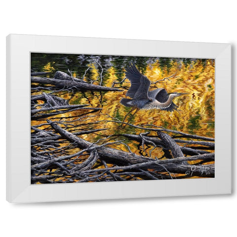 Heron White Modern Wood Framed Art Print by Tift, Jeff