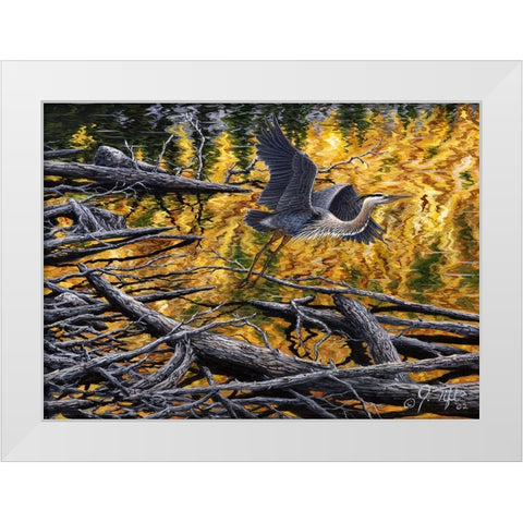 Heron White Modern Wood Framed Art Print by Tift, Jeff